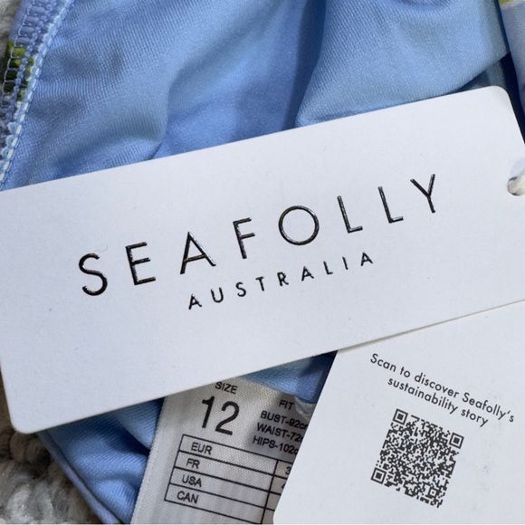 Seafolly Bandeau One Piece‎ Halter Blue w/ Orange Print Size 8 Summer Crush NWT - Picture 8 of 10